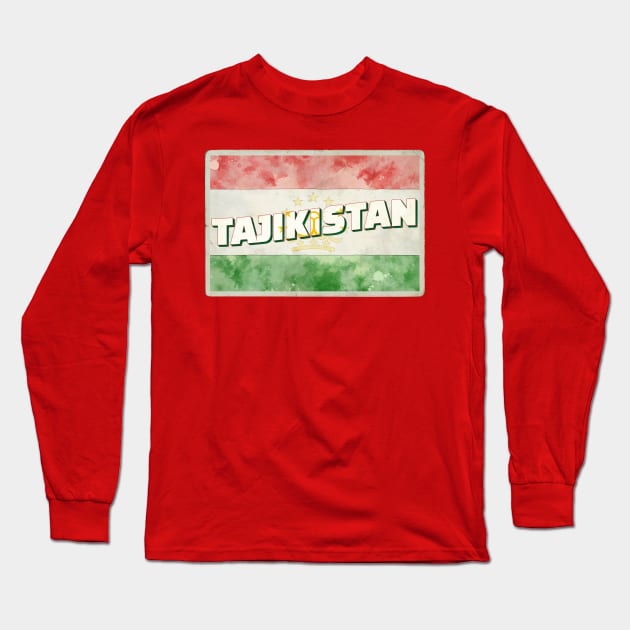 Tajikistan Vintage style retro souvenir Long Sleeve T-Shirt by DesignerPropo